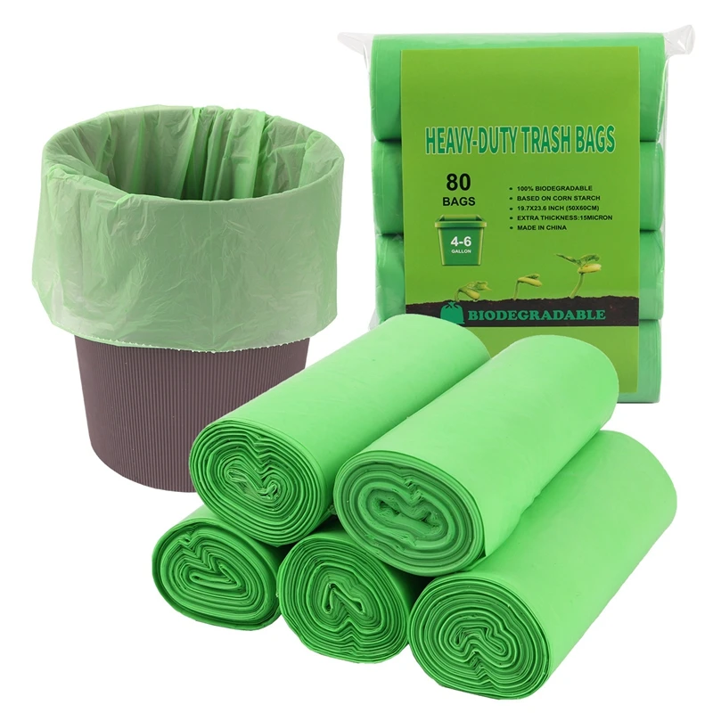 Compostable Biodegradable Garbage Bags , Customized 100% PLA Disposable  Trash Bags