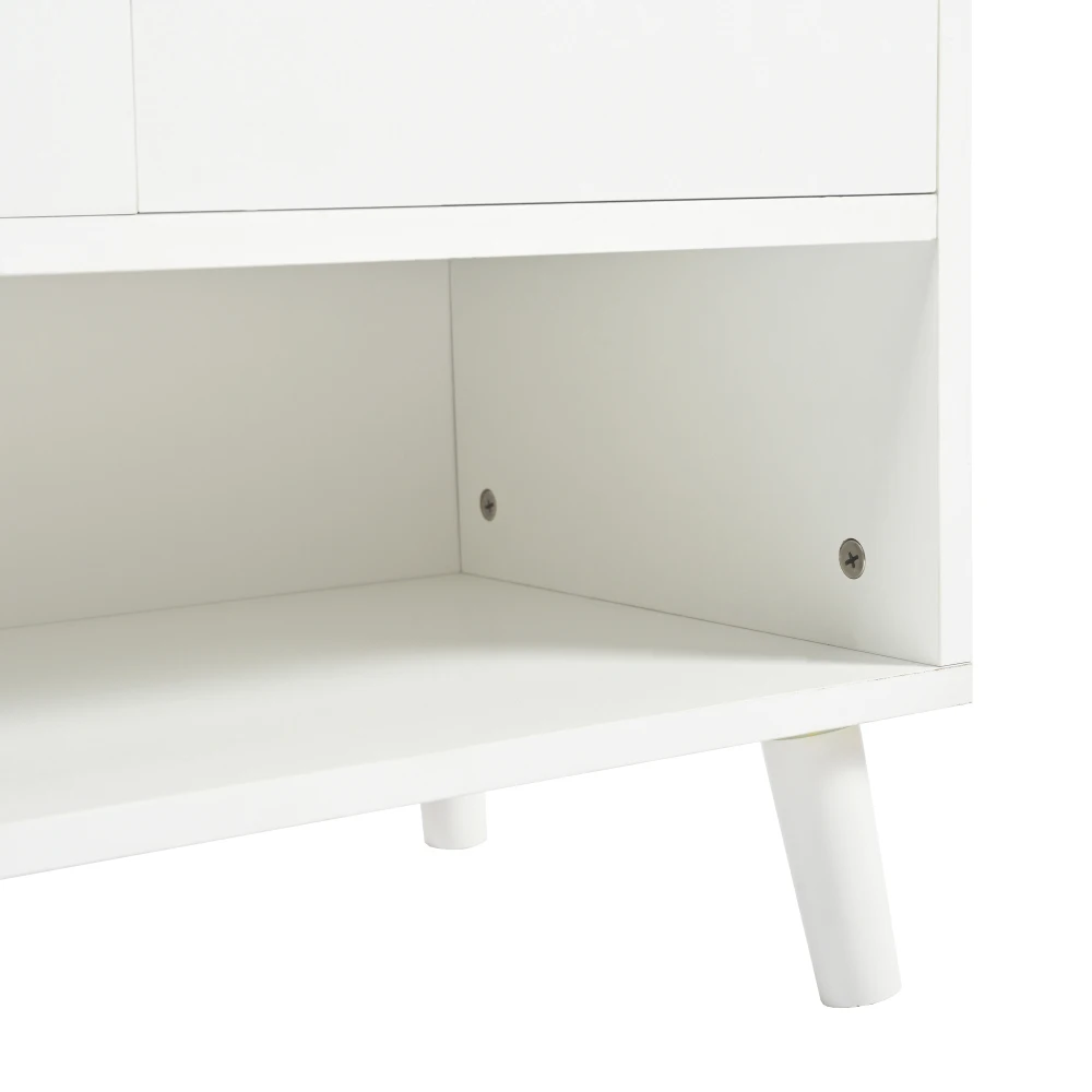 PINGGO Modernes Sideboard, Aufbewahrungsschrank, 4 Türen, 1 Schublade, verstellbares Regal für Küche, Wohnzimmer, Weiß, 120 x 99 x 35 cm – Detail 23