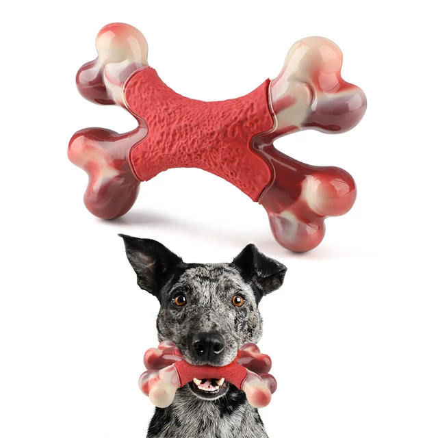 os a macher chien jouet à mâcher Durable pour chien, cadeau interactif en caoutchouc, Double os