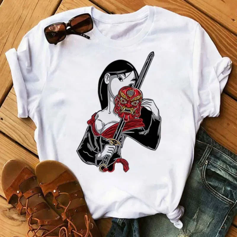 thumbnail image 1 of Nuevas camisetas de moda para mujer, camiseta con estampado de princesa Punk, ropa de manga corta, camiseta Kawaii de Disney, camisetas para mujer, ropa de calle, 1 of 5