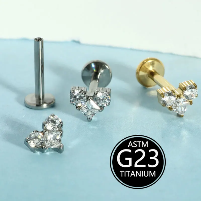 10pcs/lot F136 Titanium European and American Hot Selling Zirconia Inner Thread Lip Ring 1.2mm Cartilage Piercing for Daily Wear