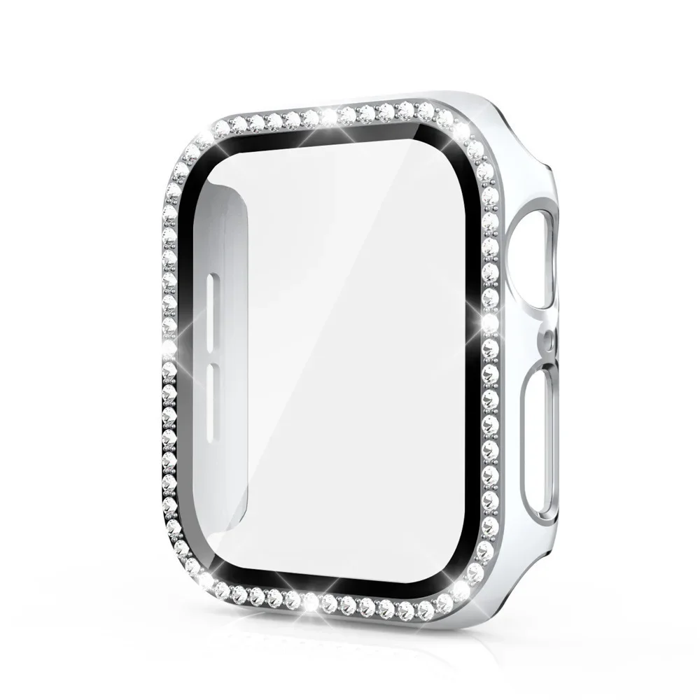 Luxury Bling Glass & Diamond Bumper Watch Cover with Screen Protector