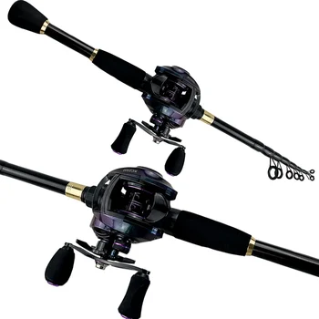 GHOTDA Casting/ Spinning Fishing Rod and Reel Combo Set Freshwater Fishing Rod Strong Magnetic Brake Baitcasting Reel 2