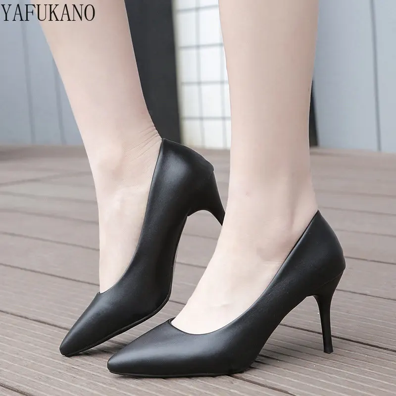 Pointed Toe Sleek Stiletto Pencil Heel Ladies formal Black Suede Leath