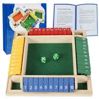 4 Player Shut the Box Wooden Board Games for Kids Adults 4-Sided Shut Party Club Dice Board Box Game Set Interesting Family Game 1