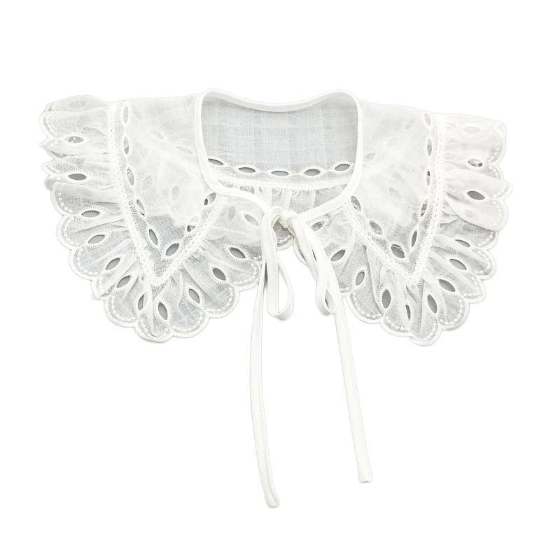 

White False Collar Detachable Collar Dickey Collar Embroidery Lace Up Neckline