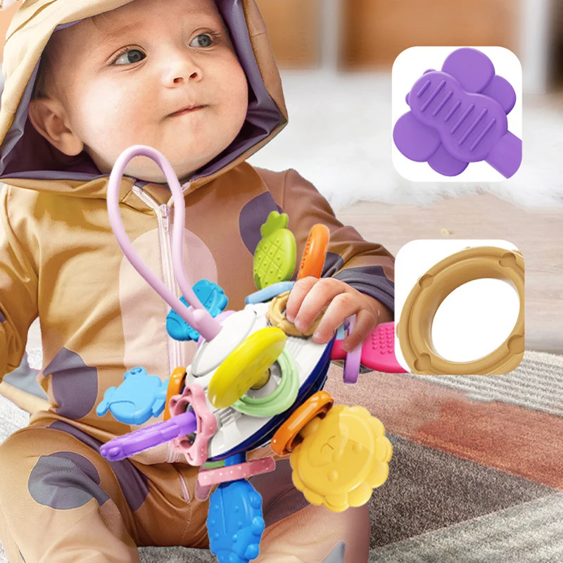 

Montessori Baby Toys 0 12 Months Rotating Rattle Teether Toys Hand Grasping Ball Activity Sensory Development Toys for Babies