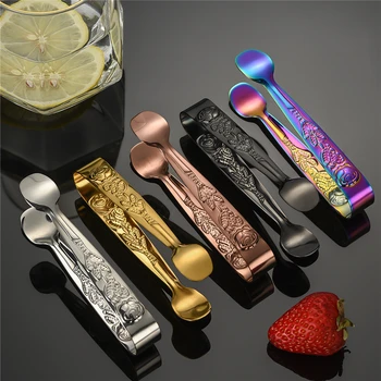 Palace Luxury 304 Stainless Steel Ice Cube Clip Kitchen Tongs Bar Tool Small Sugar Fruit Clips High Temperature Resistance