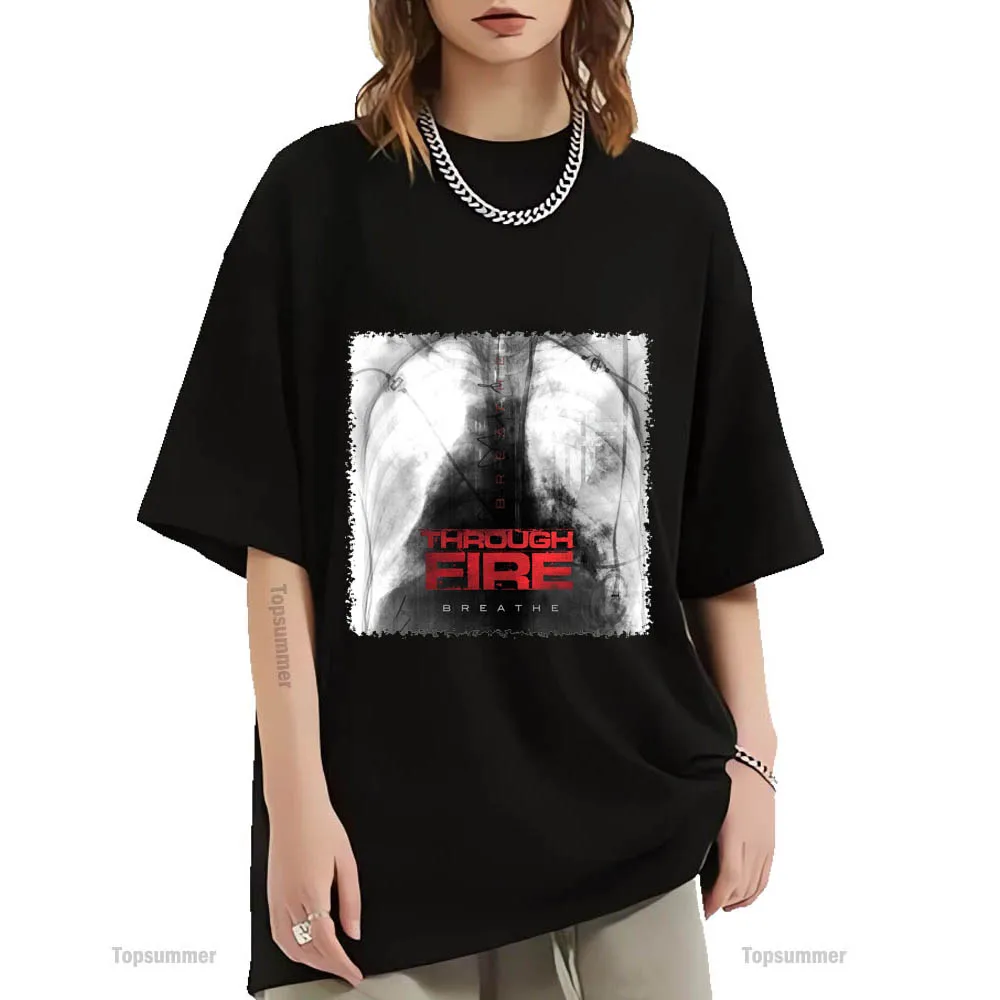 

Футболка мужская хлопковая с коротким рукавом, дышащая одежда с альбомом сквозь огонь, уличная одежда 90-х