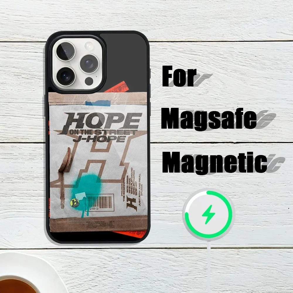 Singer j-hope Hope on the Street Phone Case For iphone 13 Plus 12 14 Mini 11 Max 15 Pro Magsafe Magnetic Wireless Charging Shell 2