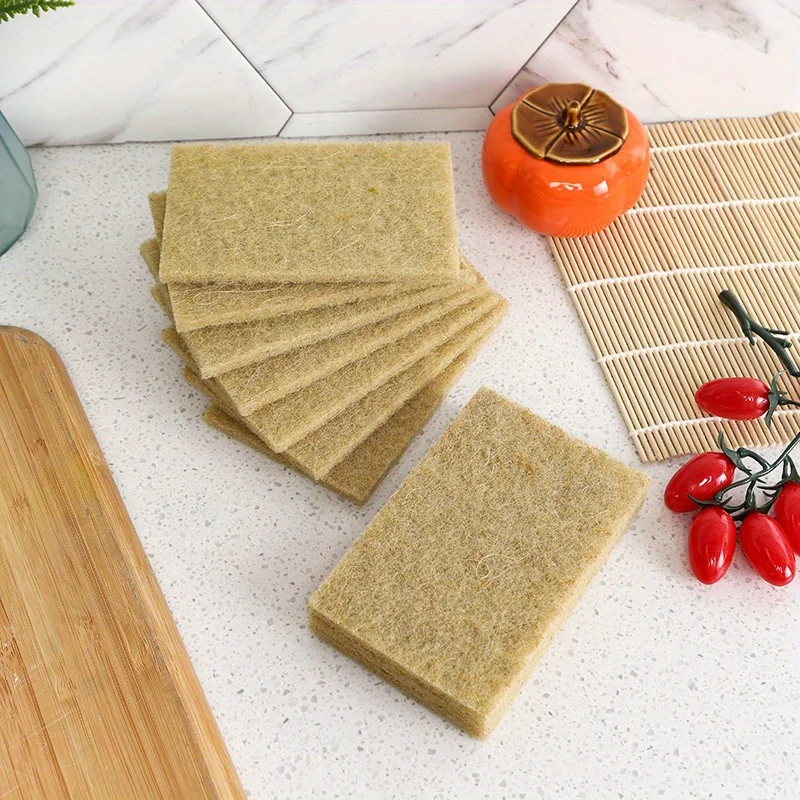 5pcs Coconut Fiber Scouring Pads - Non-Woven, High-Quality Reusable Exfoliating Pads for Kitchen, Bathroom, Living Room Cleaning