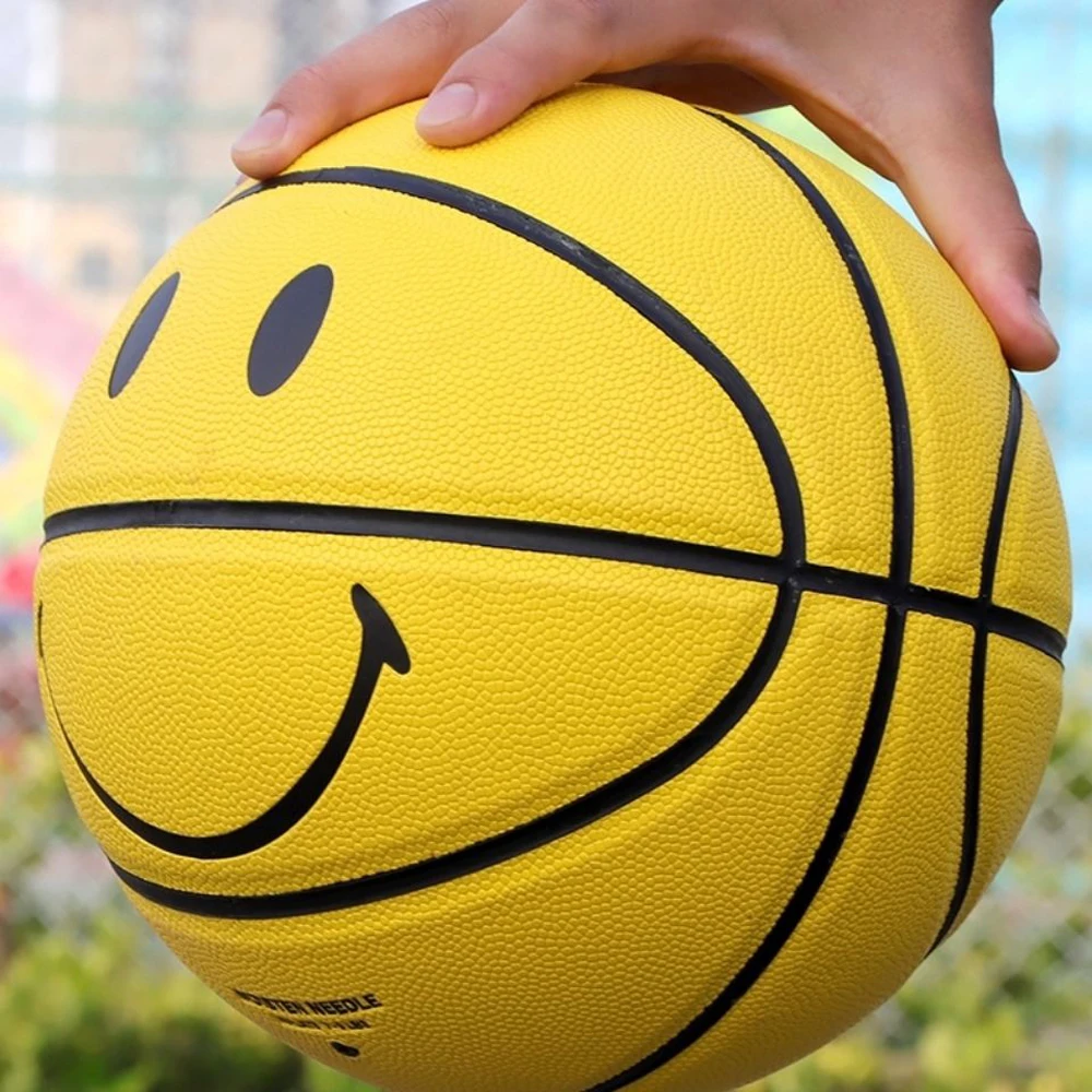 Youth Children 4-7 Professional Sports Basketball Smile Patterns Indoor Outdoor Training Competition Basketballs Birthday Gift