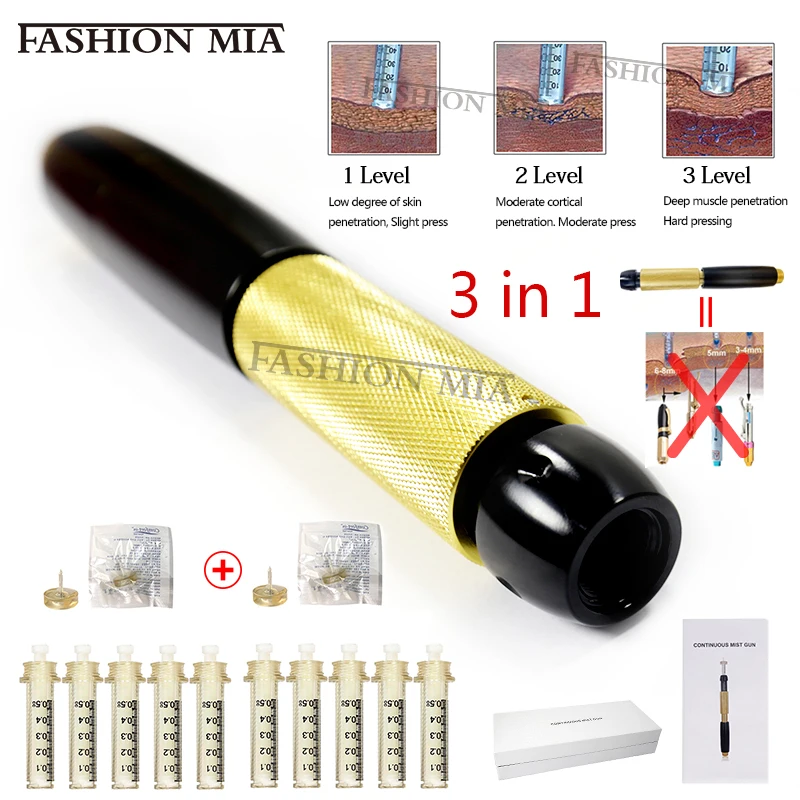 0.5ml 3 in 1 Handheld Injection Gun For Lose Weight Lipolysis Anti Wrinkle Hyaluronic Pen For Lips Filler 3 Gear Hyaluronic Pen
