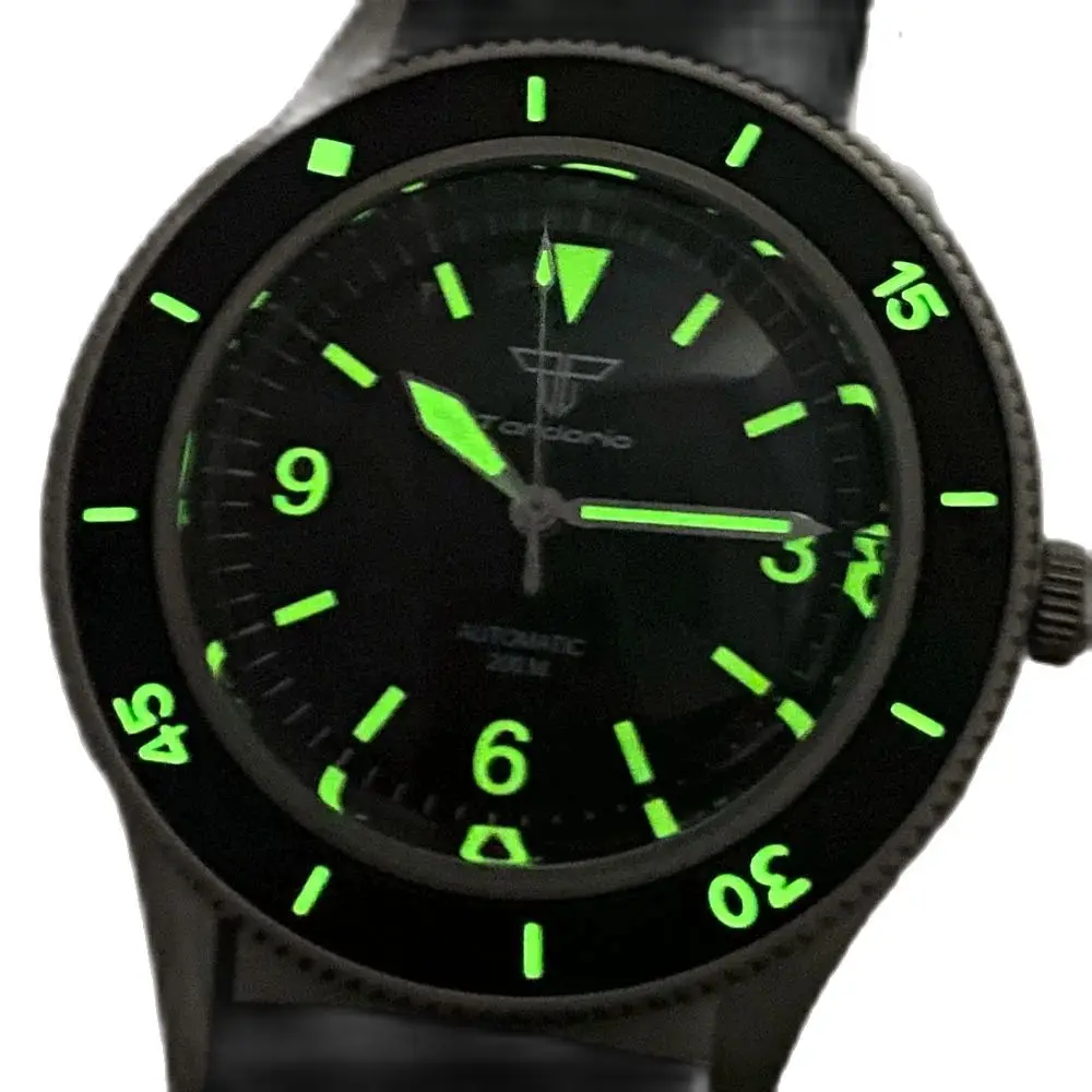 20ATM Waterproof Tandorio 40mm Sapphire Glass NH35 Retro Automatic Men Watch Fifty Fathoms Luminous 120 clicks Bezel Solid Back