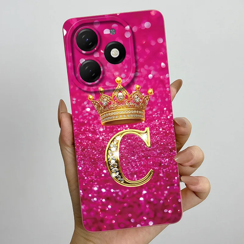 Crown Letter Silicone Soft Phone Case with Camera Protection and Back Cover Bumper