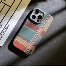 Premium Kevlar Carbon Fiber Texture Case with Magsafe Magnetic Shockproof Protection - iPhone 15 Pro Max (Style 1)