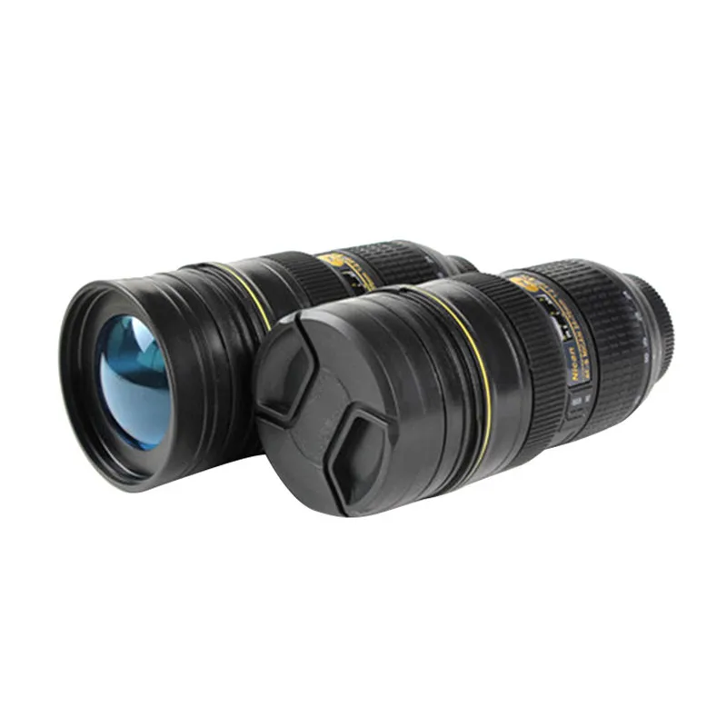 SLR 렌즈 컵 카메라 텔레스코픽 렌즈 모델 플라스틱 캐주얼 컵, 뚜껑이 있는 커피 머그잔, 블랙 워터 머그잔, 창의적인 선물