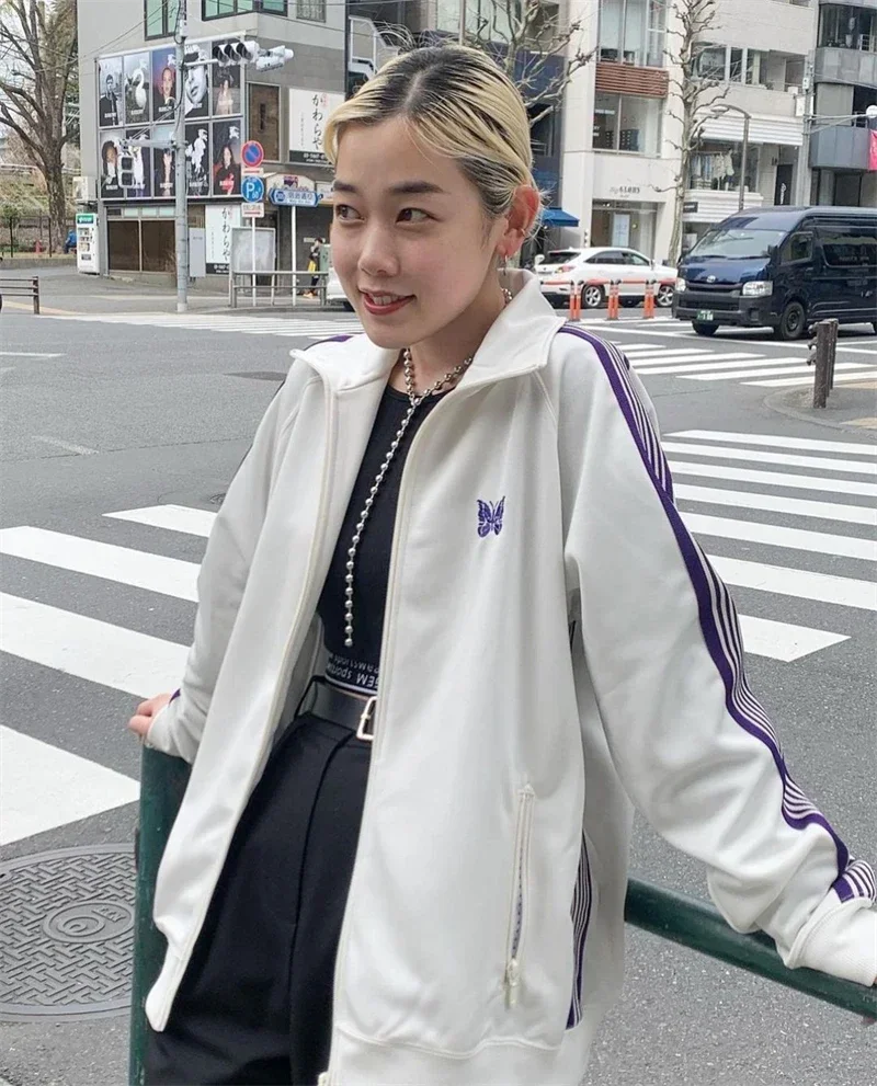 

New White Needles Jacket Men Women Casual Fashion Best Quality Butterfly Embroidery AWGE Coats Hip Hop