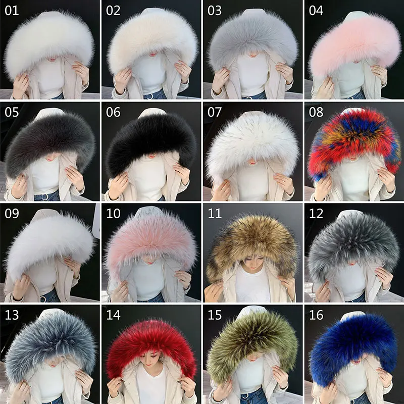 Fur Fabric 1pc Faux Fur Collar For Women Men Children Down Jackets Hood Fur Decor Diy Warm Shawl Wraps Winter Coat Collar