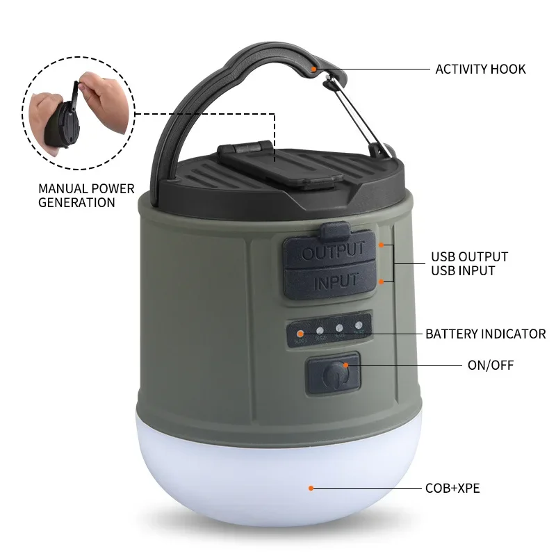High Power Camping Lantern Tents Lamp USB Rechargeable Portable Camping Lights Outdoor Hiking Night Hanging Lamp