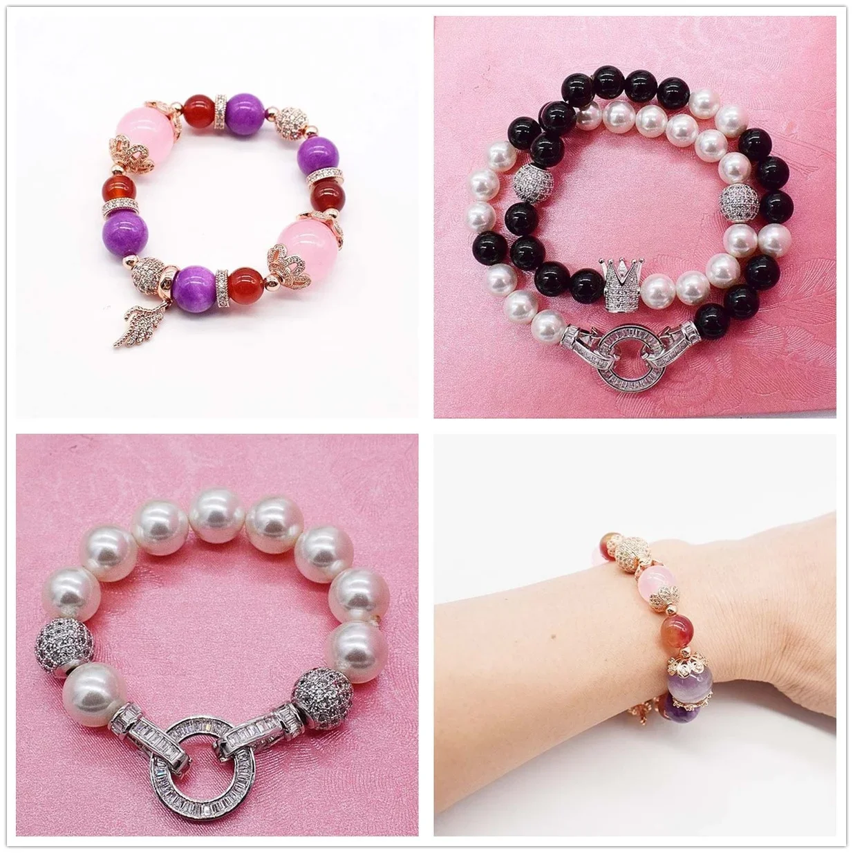 14/16 12 mm Beads for Jewelry Making Paved White Zircon Perforation Beaded Accessories Diy Necklace Bracelet Chains 10 Pieces