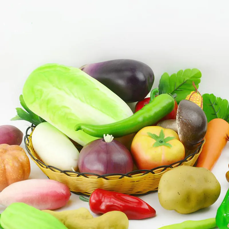 Kitchen Food Toys Vegetable Ornaments Food Photography Props Food Model Multiple Style Mini Simulation Artificial Vegetable Pepper Pumpkin Garlic Fruit Fake Pretend Play Cutting Toy Home Decoration