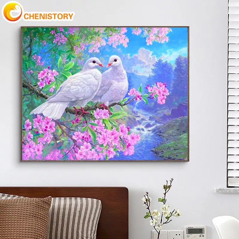 

CHENISTORY Paint By Number White Dove Animal Picture By Numbers Acrylic Paint Drawing On Canvas Wall Art Home Decoration