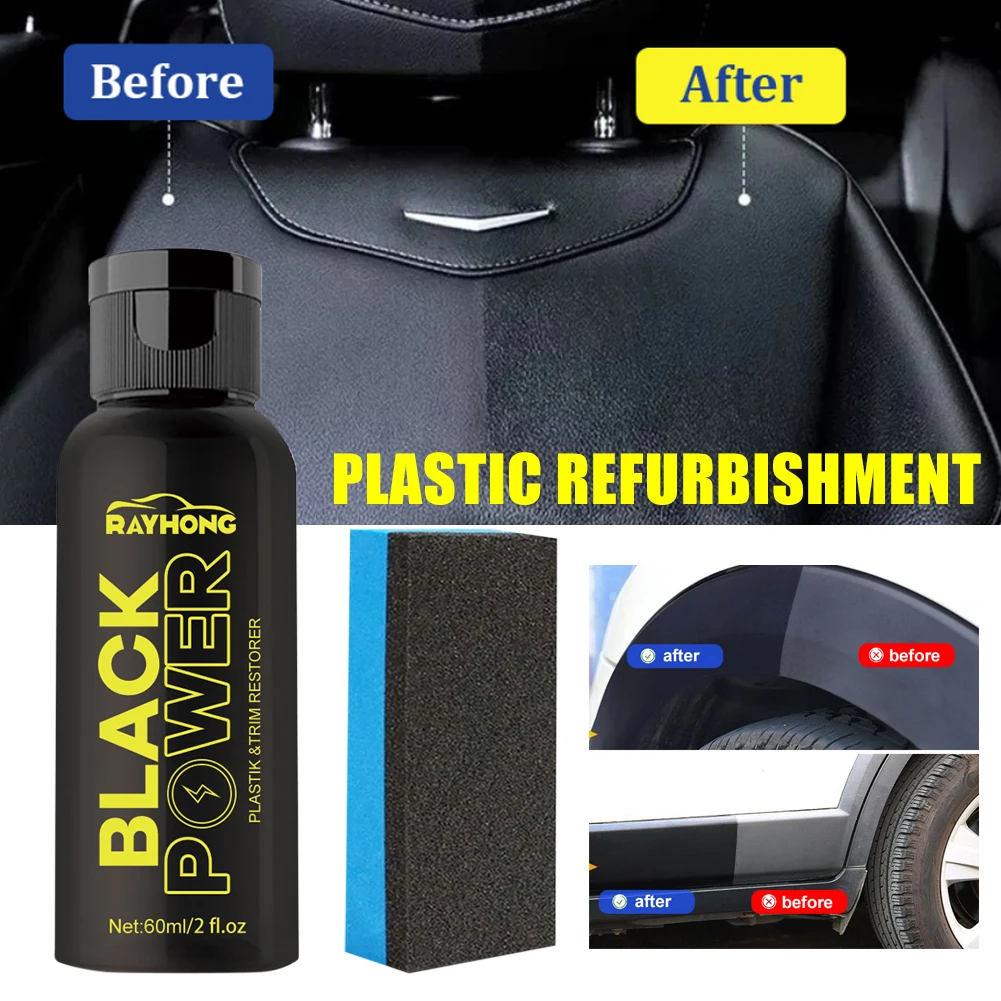 

Восстанавливатель пластиковых деталей для автомобиля, 60 мл, простой в использовании, средство для восстановления пластиковых деталей и хрустального покрытия с губкой, длительный срок службы