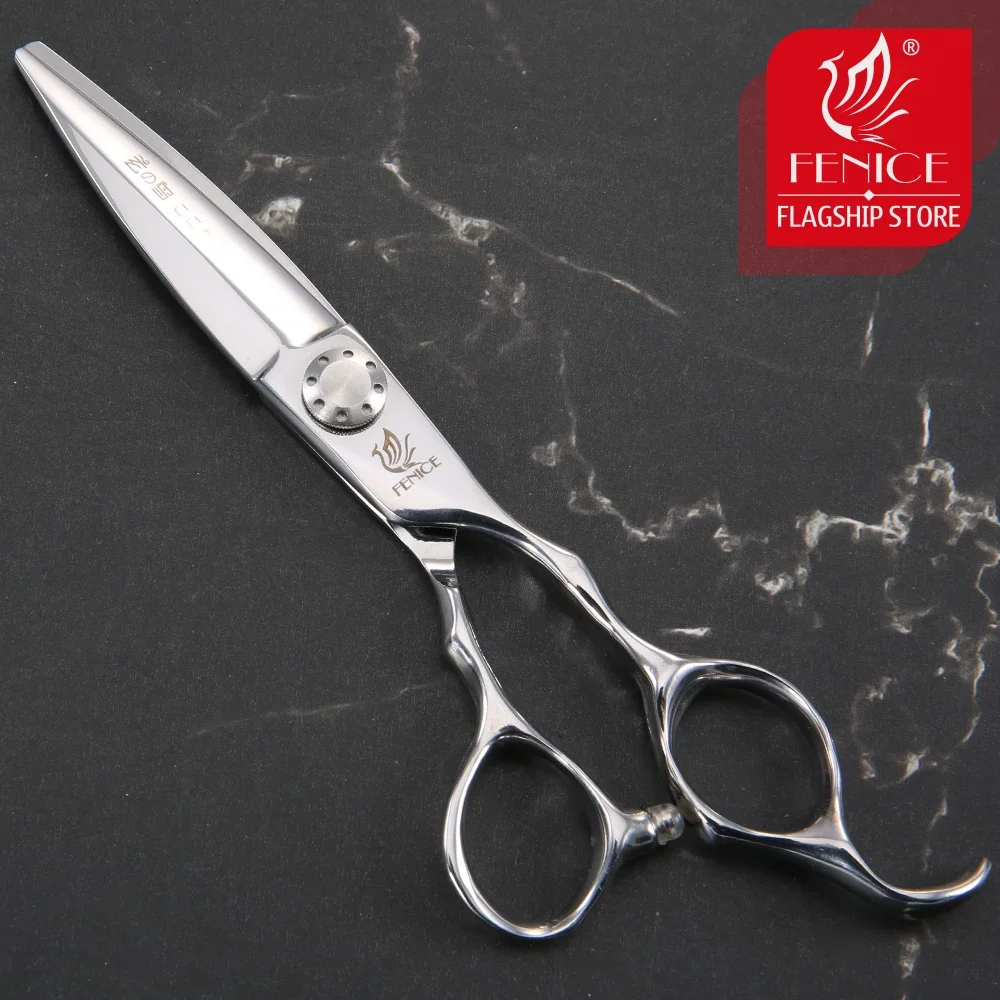 Fenice 6.0inch Hair Cutting Scissors Professional Japan 440C&VG10 Double Edge Wide Blade Hair Shears Slide Barber Scissors