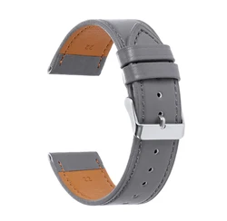 Elegant Leather Watch Strap - Soft, Universal, Fashionable Watchband for Men and Women in Black, Blue, or Brown (Gray - Silver)