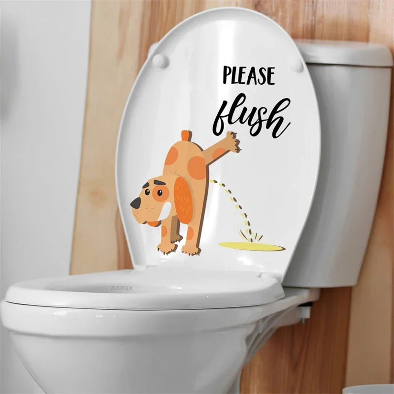 1 Pc Funny Toilet Warning Toilet Stickers Child Urination Lid Decoration Creative Self-adhesive Removable Wall Stickers
