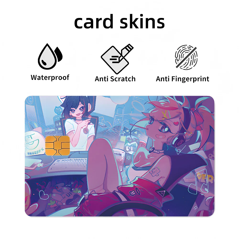 Popular Rhythm Game Muse Dash Doodle Stickers 4pcs PVC Credit Card Skin Stickers Removable Self-adhesive Protective Film