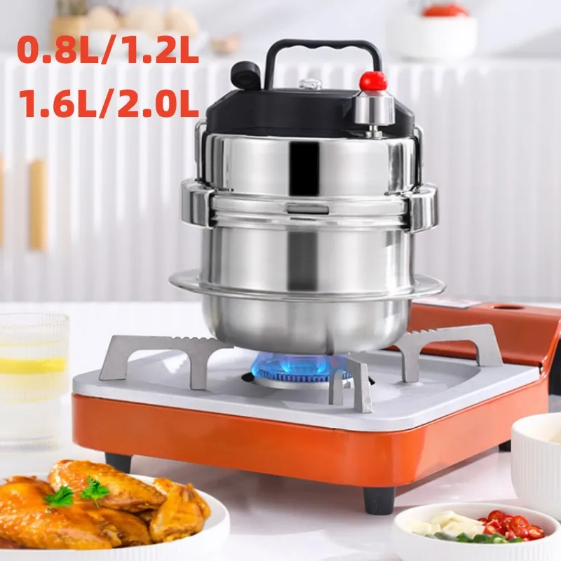 0.8L/1.2L/1.6L/2L stainless steel small pressure cooker outdoor camping home gas induction cooker cooking pressure