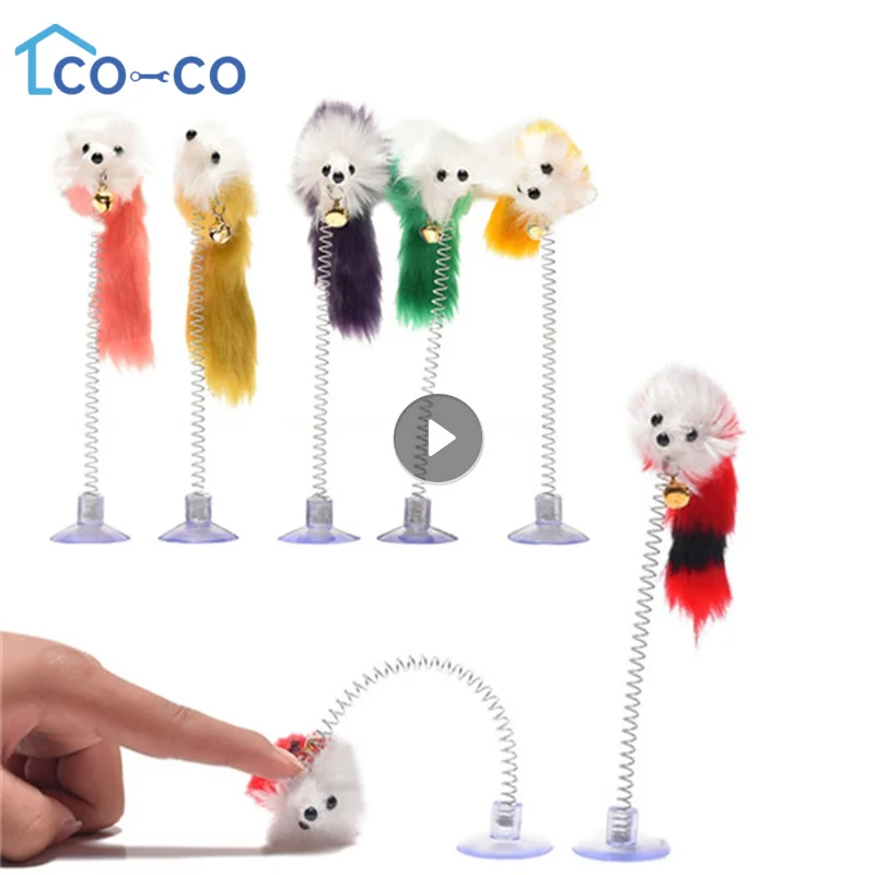 

Cat Toy Colorful Suction Cup Spring Feather With Bell Pet Toys Cat Supplies Cat Plush Cat Toys Funny Cat Stick Interactive Toys