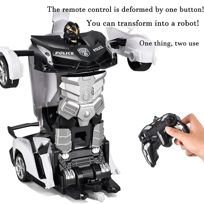 2IN1 Electric RC Car Transformation Robots One-key Deformation Car Outdoor Remote Control Sports Car Model  Children Boys Toys 2