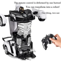 2IN1 Electric RC Car Transformation Robots One-key Deformation Car Outdoor Remote Control Sports Car Model  Children Boys Toys 2