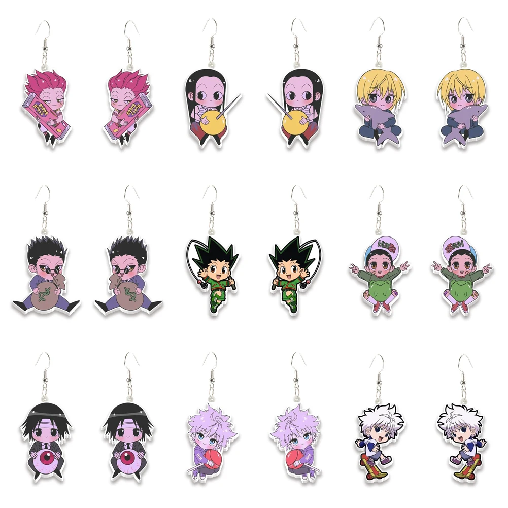 

Dangle acrylic earrings Anime HunterXHunter GON FREECSS Killua Zoldyck Kurapika Leorio Paladinight Model Toy Drop Earrings