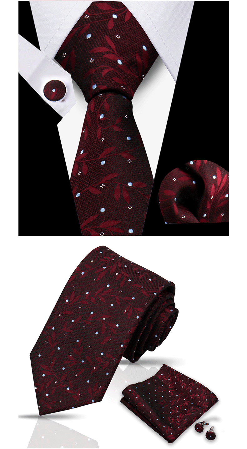 Krawatte für Männer, klassisch, kariert, Taschentücher, rote Krawatte, Manschettenknöpfe für Männer, Bluse, Business, Hochzeit, Accessoires, Damen, Kragen, Mann, Geschenk – Detail 17