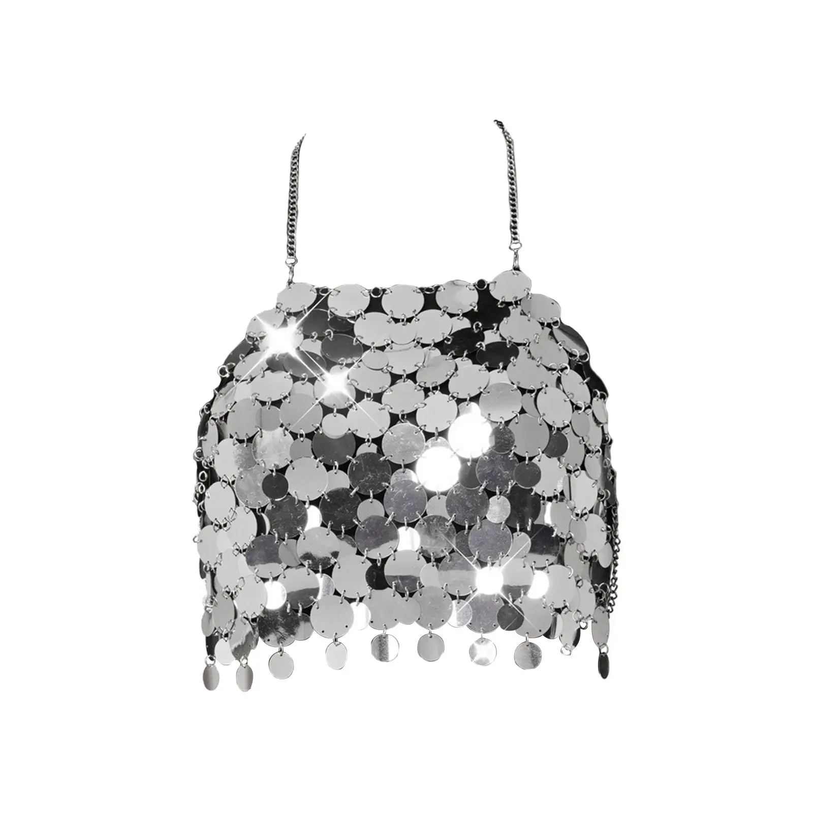 

Bra Tops Fashionable Corset Vest Sequined Crop Top Camisole Cami Top for Halloween Dance Party Belly Dancing Nightclub Summer