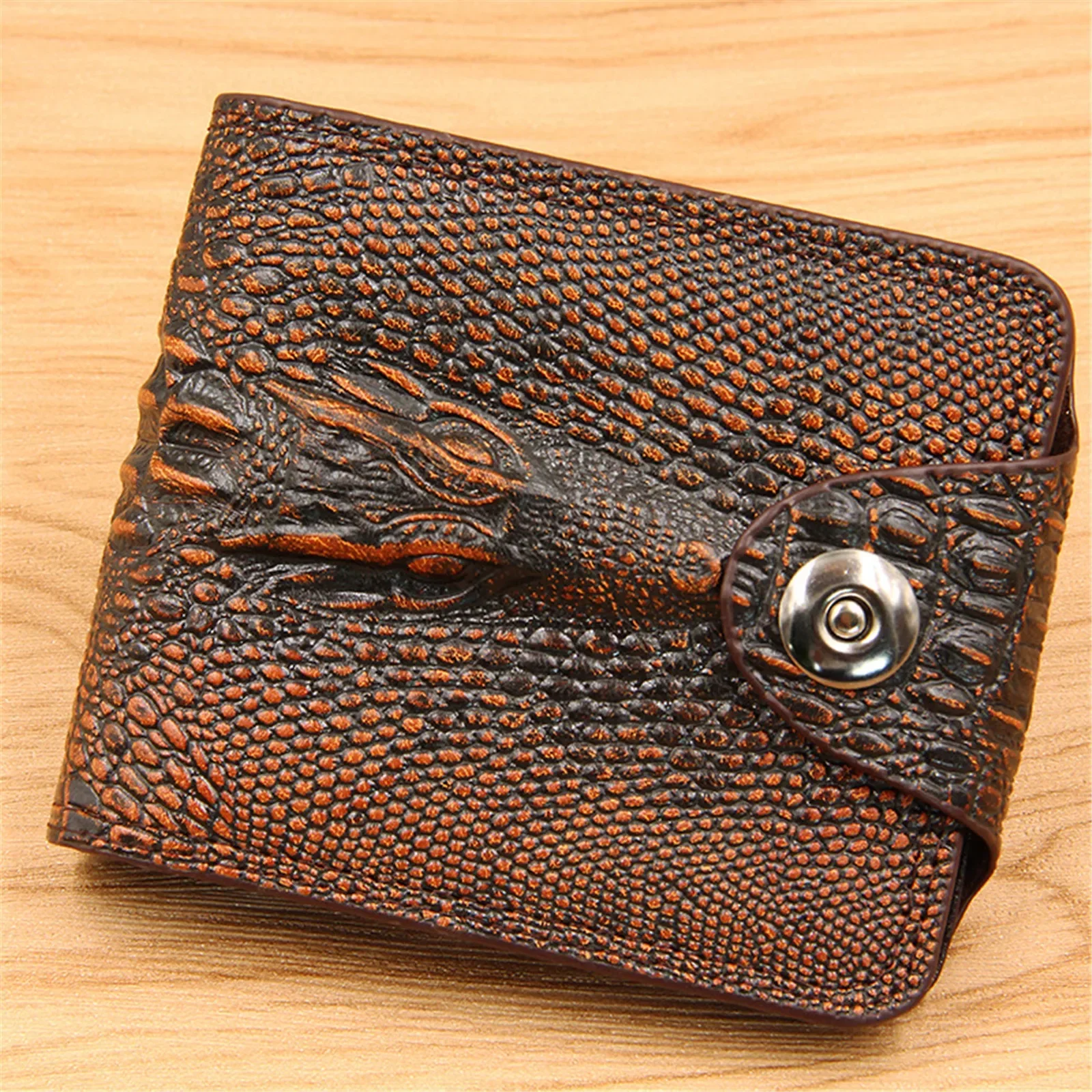 Mens Wallet Leather Genuine Short Purse Billetera Hombre Men Wallets Vintage Style Hombre Crocodile Alligato Portemonne 6