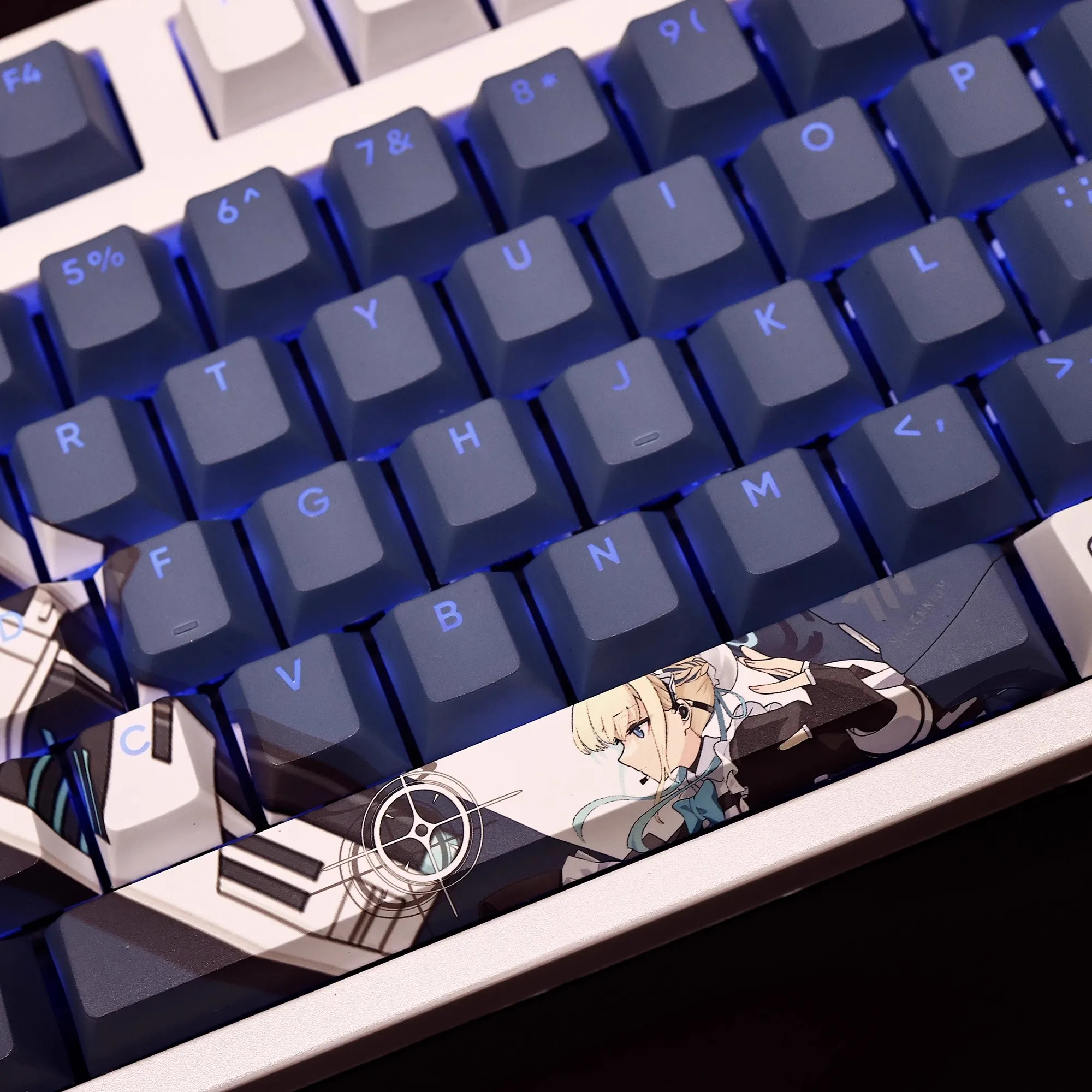 Azul Arquivo Asuma Toki Keycap Pbt Dye Subbed Keycaps Anime Game Key Caps para Ansi 61 87 104 108 Teclado 108 Teclas Definir - Imagem 6