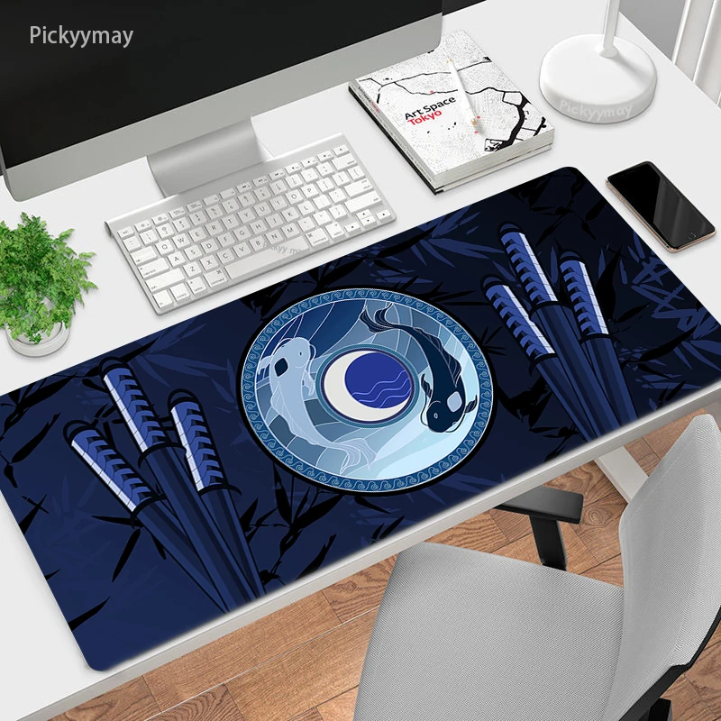 Grand tapis de souris noir pour ordinateur de bureau, accessoires de  bureau, tapis de table en caoutchouc pour clavier, tapis de poisson, 100x50,  90x40 - AliExpress