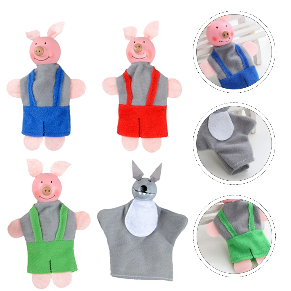 

Finger Kids Plaything Puppets Toy Children Pig and Wolf for Cloth Cartoon Cover Infant Toys
