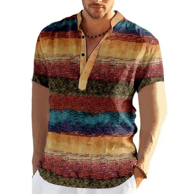 Chemise Henley Vintage Pour Homme Avec Style Hippie - Pull Tendance