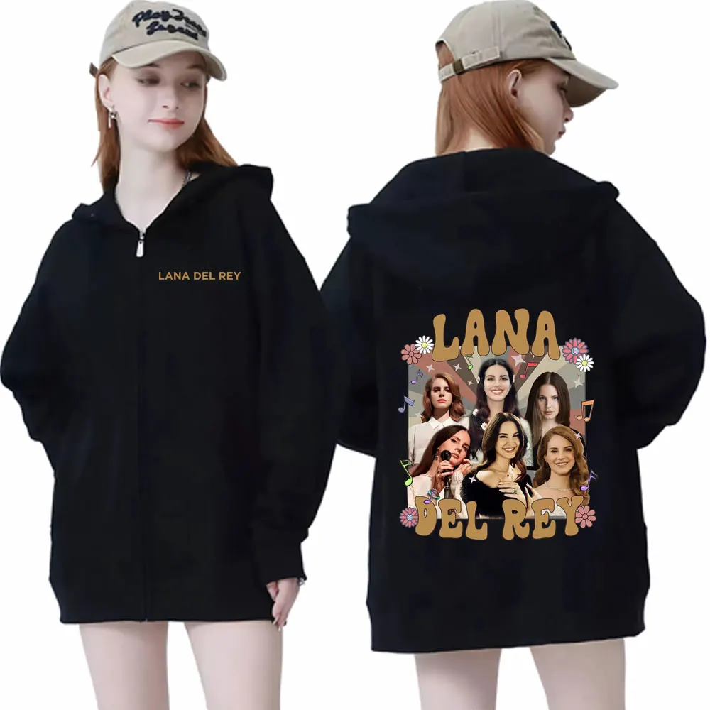 

Singer Lana Del Rey Graphic Zipper Hoodie Unisex Fashion Vintage Zip Up Sweatshirts Autumn Winter Hip Hop Aesthetics Pullovers