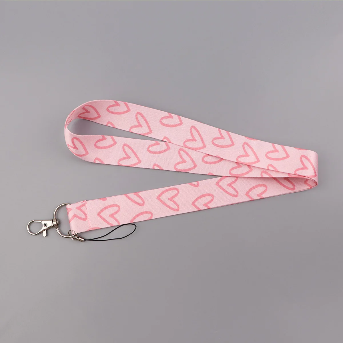 Pink Love Lanyard Neck Strap Keychain with Cute Romantic Card Holder and Keyring Accessories