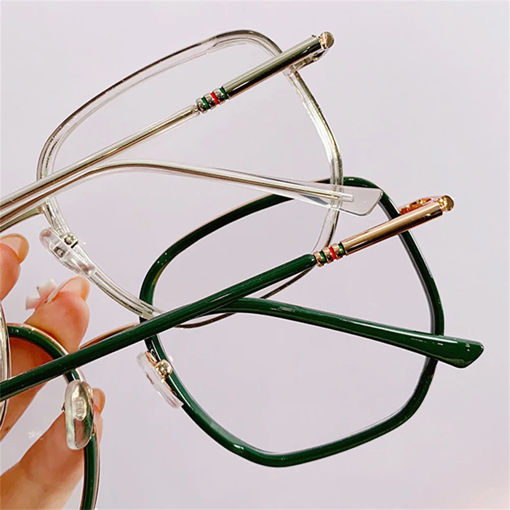 Myopia Glasses Elbru Oversized Square Myopia Glasses Women Men Fashion Block Blue Light