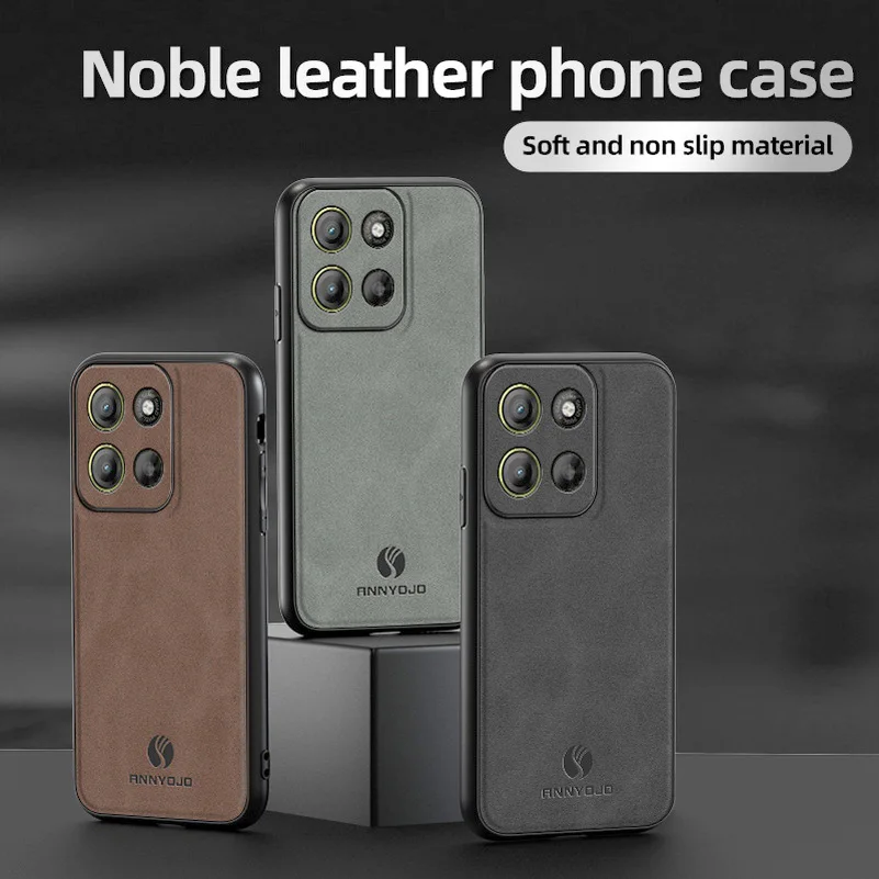 Sleek Matte Leather Case with Built-in Metal Car Holder