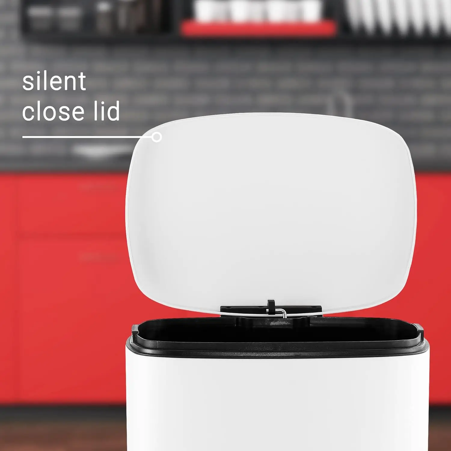 HPM1006C Connor Rectangular Trash Can with Soft-Close Lid and Free Mini Trash Can, Modern Fingerprint Proof for Home, Kitchen