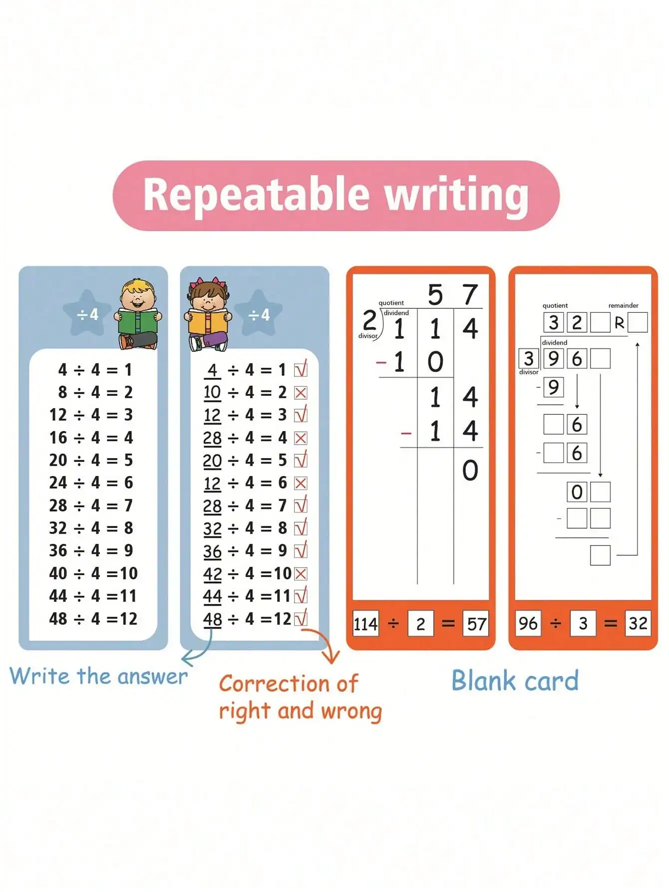 Kids Math Flash Cards Set – Add/Sub/Mul/Div Learning Educational Toy for Toddlers (Random Style)
